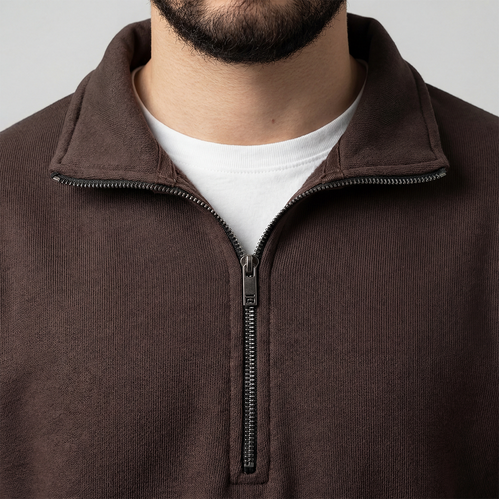 Brown Quarter Zipper