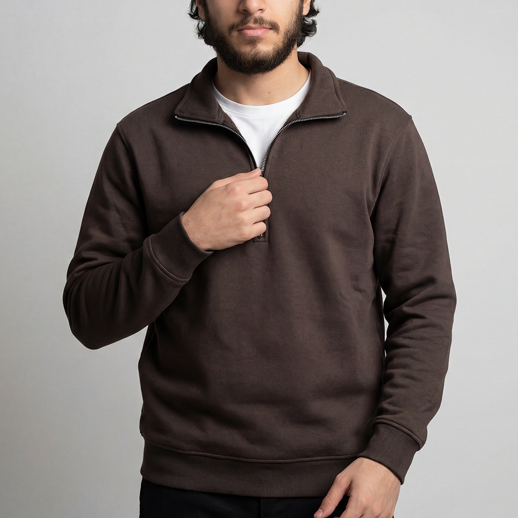 Brown Quarter Zipper