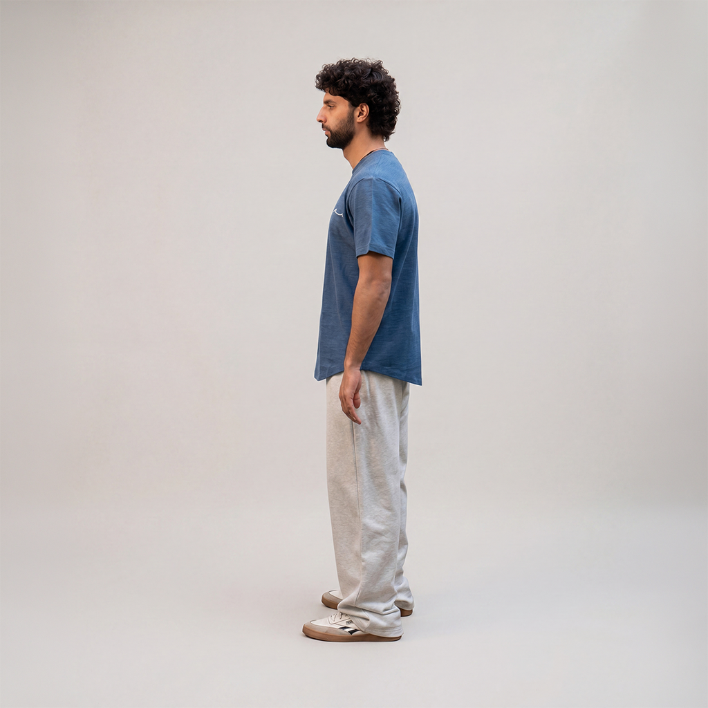 Curved Slub Tee Indigo