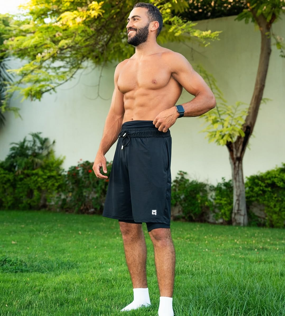 Full outdoor view of Stabraq All in One double-layer sports shorts