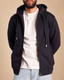Stabraq High Neck Melton Zipper in navy blue, half-face upper-body front view with zipper open on a beige studio background