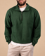 Stabraq Green Quarter Zipper, upper-body view cropped to the lower face on a beige studio background