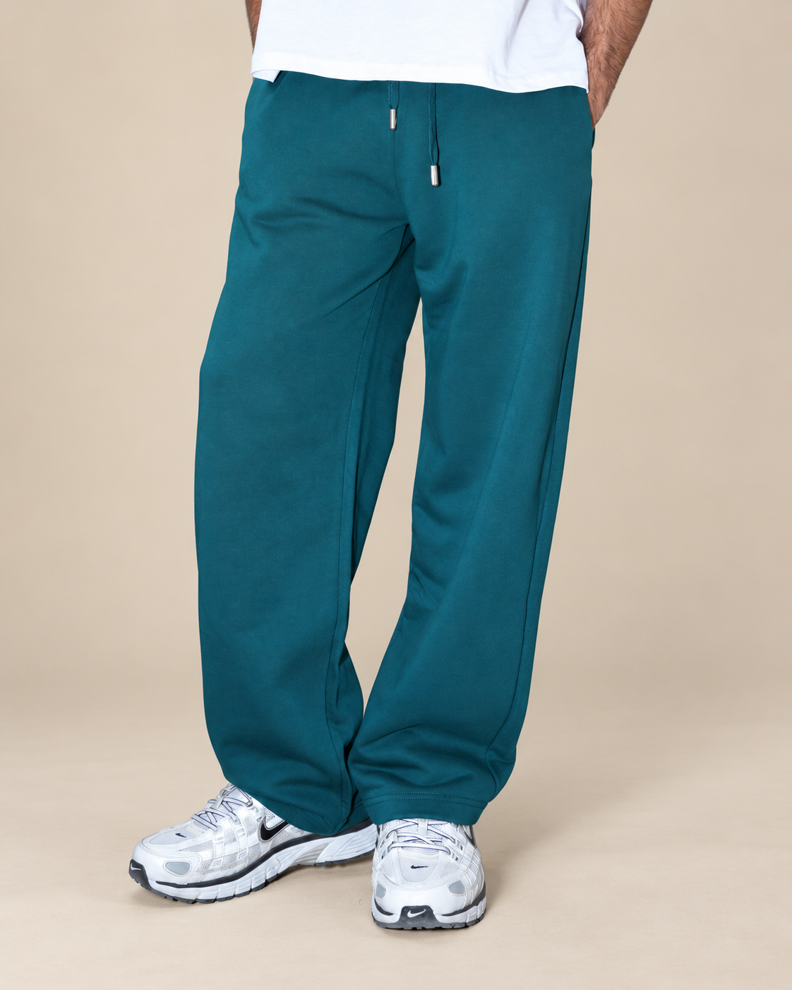Wide-Leg Sweatpants Deep Teal - lower-body alternate angle in beige studio