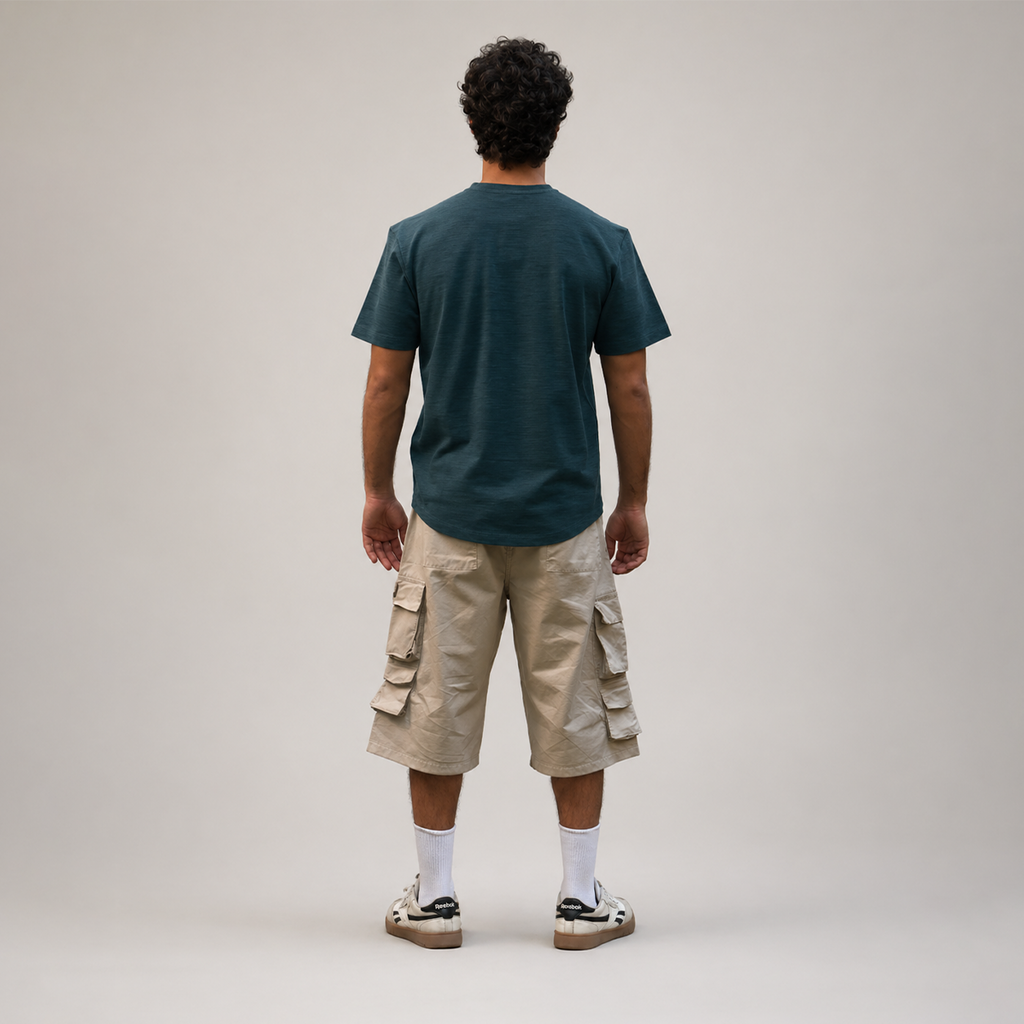 Curved Slub Tee Teal