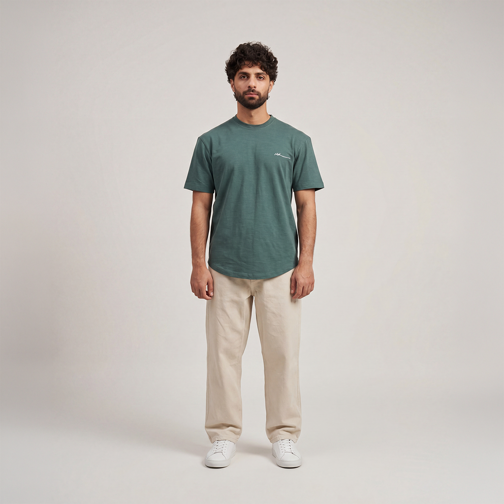 Curved Slub Tee Olive